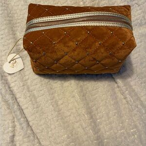 Brown Quilted Cosmetic Bag